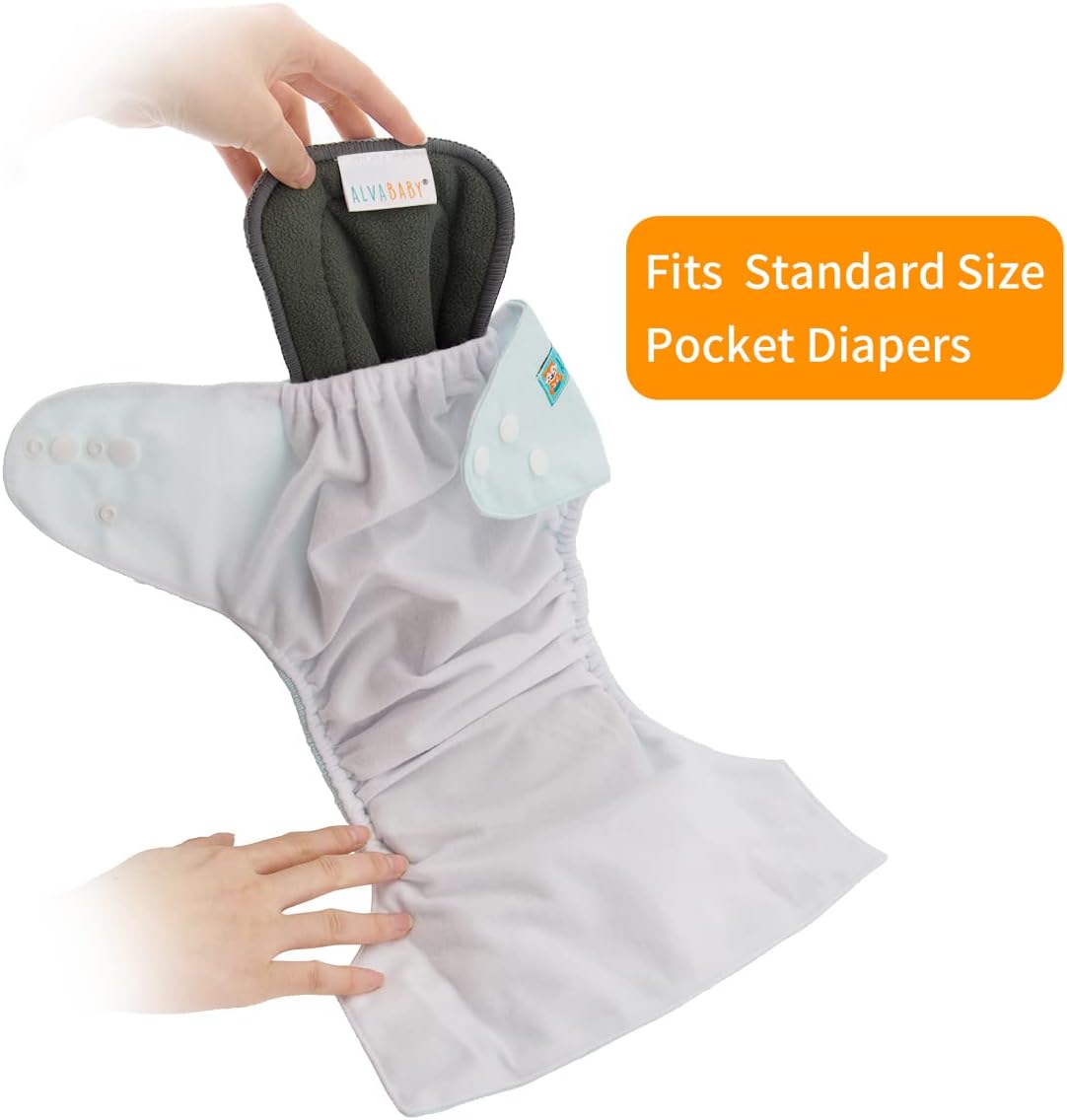 ALVABABY 6PCS Diaper Inserts Rayon from Bamboo Liners 5-Layers, Reusable/Water Absorbent for Cloth Diapers 6FMB - Image 4